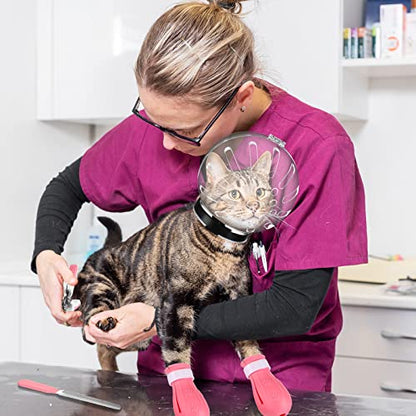 Cat Muzzle for Grooming Kitty Adjustable Hood with Paw Covers Nail Clipper Trimmer Brush Tick Remover Tool Kitten Breathable Anti Bite Muzzles Silicone Anti Scratch Boots for Cats Bathing Shaving