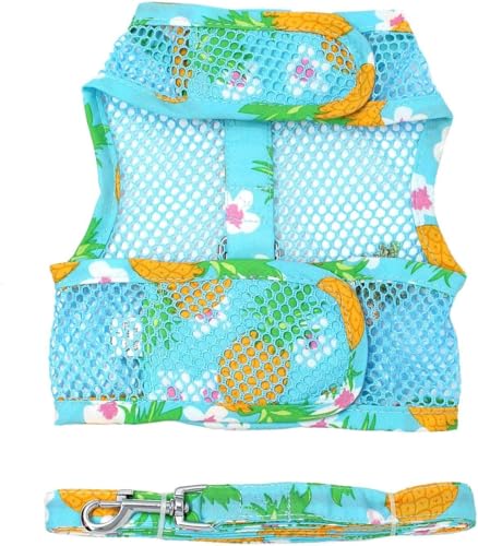 Cool Mesh Dog Harness - Dog Vest for Pets, Simple Step in and Go Design, Harness for Dogs with Leash, Pineapple Luau, Small by Doggie Design