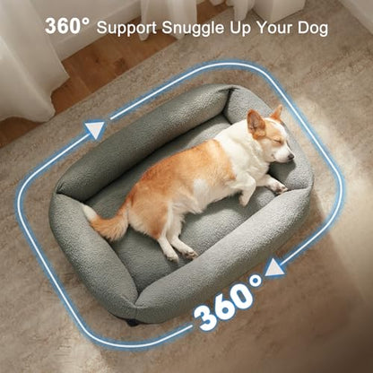 Dog Bed Large Sized Dogs, Washable Comfy Fluffy Medium Dog Bed, Removable Zipper Cover Machine Wash, Soft Orthopedic Bed Durable Pet Cuddler with Anti-Slip Bottom, 36"x27"x8",Dark Grey - color: Dark Grey, size: L(36''x27''x8'')