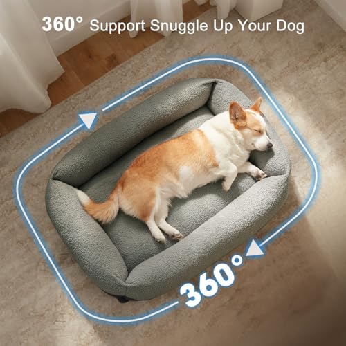 Washable Dog Bed Extra Large Sized Dogs, Washable Comfy Fluffy XL Dog Bed, Removable Zipper Cover Machine Wash, Durable Sleeping Pet Cuddler Bed with Anti-Slip Bottom, 42x30x8 in, Dark Grey - color: Dark Grey, size: XL(42''x30''x8'')