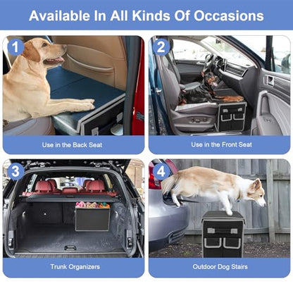 Seat Extender for Dogs up to 200lbs, Back Seat with Storage Pockets, Collapsible Front & Backseat Extender for Large, Medium and Small Dogs(Grey&Black) - color: Grey&Black