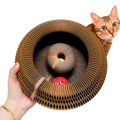 Kitty Kurlz - Kitty Kurlz Magnetic Toy & Reversible Cardboard Scratcher - Collapsible Ball Track with Bell - Durable Eco-Friendly Ring for Play, Chase & Scratch