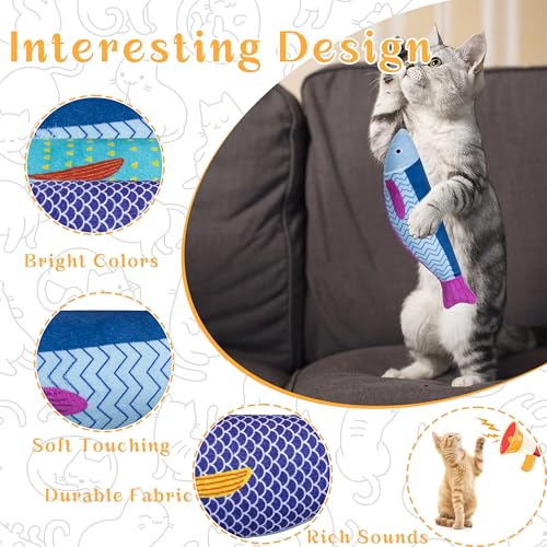 Soft Catnip Toys Fish, 3 Pack Bell Sound Cat Toys, Interesting Indoor Cat Kicker Toys, Durable and Highly Interactive Catnip Toys (Kingfish) - color: Kingfish