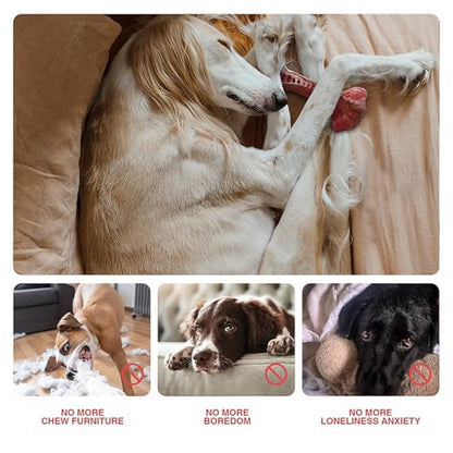 YFL Dog Chew Toys for Aggressive Chewers Large Breed - Tough Rubber Dog Bone with Real Beef Flavor, Durable Puppy Teething Toy for Medium to Large Dogs (L Size)