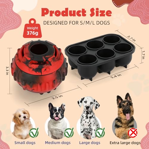 Dog Toys for Boredom - Frozen Treats, Refillable Freezable Dogs Food, Reduces Anxiety Chew Toy, Easy to Clean, Treats Dispensing, 4-in-1 Enrichment - color: Red
