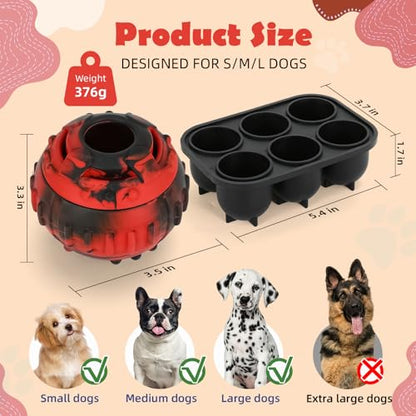 Dog Toys for Boredom - Frozen Treats, Refillable Freezable Dogs Food, Reduces Anxiety Chew Toy, Easy to Clean, Treats Dispensing, 4-in-1 Enrichment - color: Red