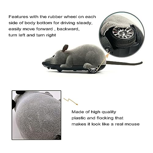Auto Moving Mouse Cat Toy, Interactive Cat Toys Wireless Electronic Fake Mouse Rat Pet Toy Running Wheel Plush Rat Chasing Prank Toy for Cats Dogs Kids Novelty Gift By Greatstar (Grey, No Controller) - color: Grey, No Controller