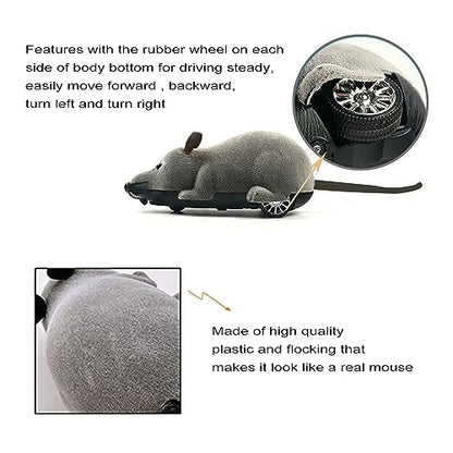 Auto Moving Mouse Cat Toy, Interactive Cat Toys Wireless Electronic Fake Mouse Rat Pet Toy Running Wheel Plush Rat Chasing Prank Toy for Cats Dogs Kids Novelty Gift By Greatstar (Grey, No Controller) - color: Grey, No Controller