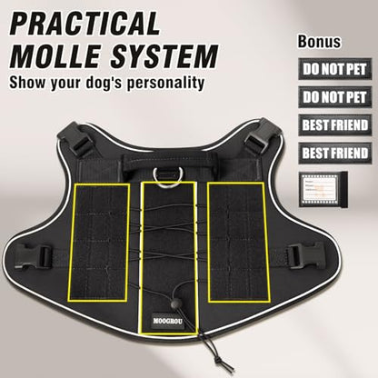 Tactical Dog Harness Small Sized Dog,No Pull Military Dog Vest with Handle,Reflective Heavy Duty Pet Harness for Walking Hiking Training Black S - color: Black, size: Small