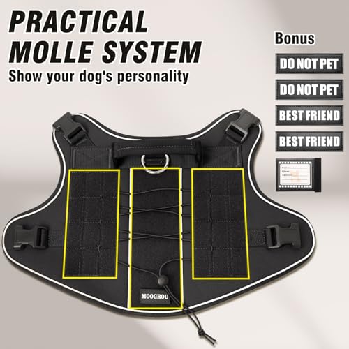 Tactical Dog Harness Medium Sized Dog,No Pull Military Dog Vest with Handle,Reflective Heavy Duty Pet Harness for Walking Hiking Training Black M - color: Black, size: Medium