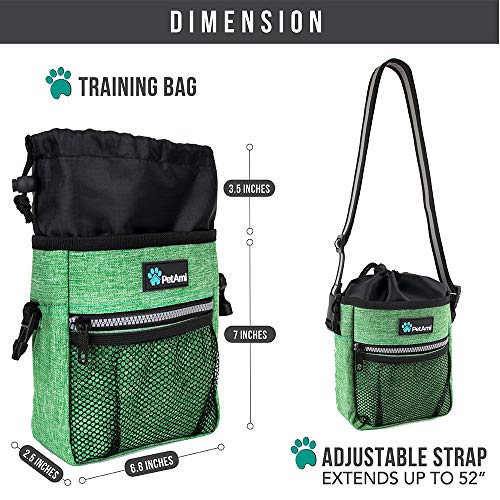 PetAmi Dog Treat Pouch, Pet Treat Pouch for Training, Dog Walking Bag Holder for Kibbles, Pet Food Toy, Dog Trainer Essentials Supplies, Poop Bag Dispenser, 3 Ways to Wear (Green) - color: Heather Green