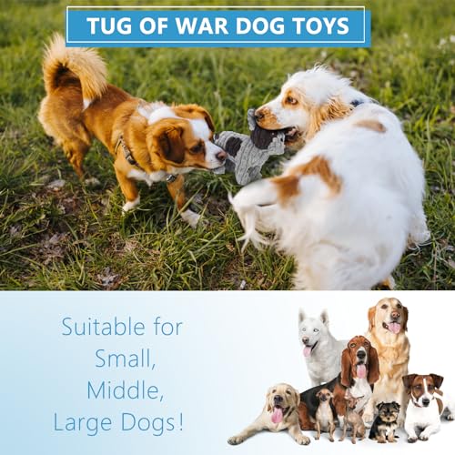 Letsmeet Dog Toys Plush Interactive Dog Toy with Crinkle Paper and Squeaker, Reduce Boredom and Anxiety, Cute Dog for Small Medium Large Dogs, Grey - style: French Fight