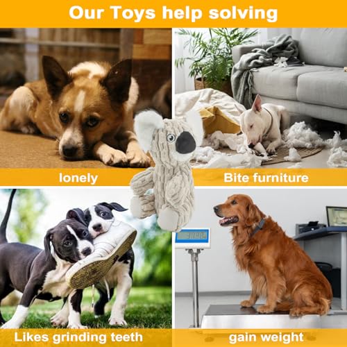 HDSMNGY Dog Toys for Aggressive Chewers, Durable Plush Rope Dog Toy with Squeaky, Interactive Tug Toy for Small Medium Dogs, Teeth Cleaning & Boredom Relief