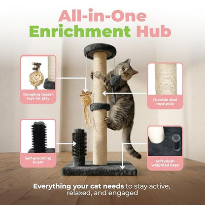 Best Pet Supplies Catify Cat Scratcher, Fun Interactive Scratchers, Posts, Poles, Claw Safe, Furniture Saver Indoor Play Support Natural Cat Behaviors Heavy Duty - Gray, 15.71 x 15.71 - color: Scratching Post (Gray) H: 16"