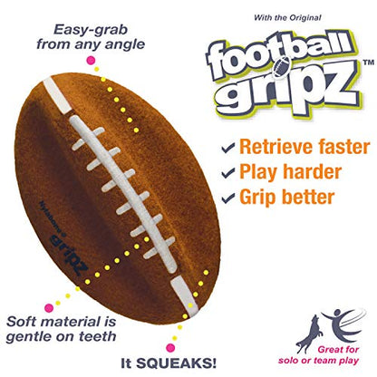 Nylabone Power Play Felt Football Gripz Fetch Toy, Squeaky Ball Chew Toy for Dogs, Large (1 Count) - size: Large