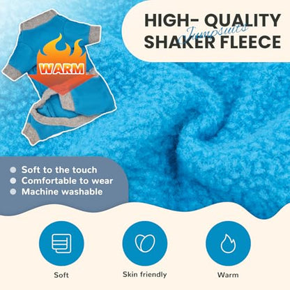 2 Pack Dog Pajamas Small Sized Dog Fleece Pajamas Cute Dogs Fleece Sweater Doggy Sweater Love Pattern Onesies for Pjs Small Dogs Clothes - color: Blue, size: Large(suggest Length of Back 14.6'')