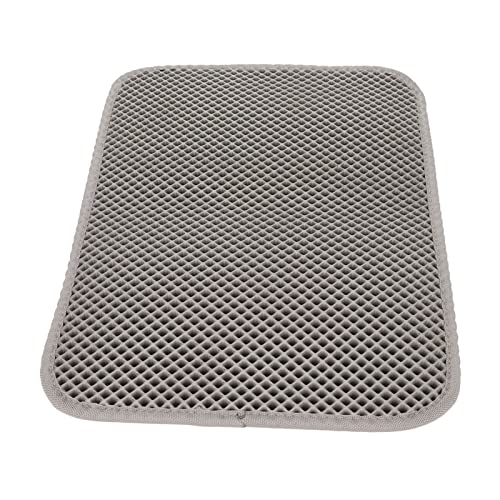 Cat Litter Mat, Double Layer EVA Trapping Mat with Urine Design for Litter Box Under Floors Cat Pad (Grey) - color: Grey, size: XS