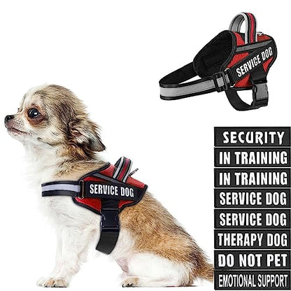 Dog Vest Harness and Patches Set, Animire in Training Service Dog Harness with 10 Dog Patches, Reflective Dog Vest with Handle for Small, Medium, Large, and Extra-Large Dogs - color: Red, size: X-SMALL(Chest:14-19 Inch)