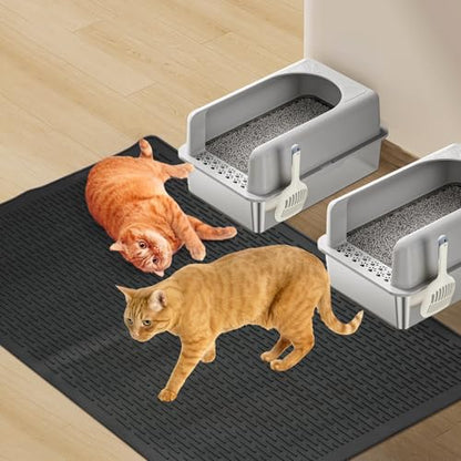 Large Cat Litter Mat 39x27 Inch, XL Waterproof Cat Litter Box Mat, Extra Large Litter Trapping Mat, Washable Rubber Cat Litter Catcher Mat for Multiple Cats, Black - style: Black-39"x27"