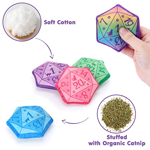 CiyvoLyeen D20 Dice Catnip Toy, DND Interactive Cat Toy Gifts for Role Playing Tabletop Game Soft Plush Funny Cute Kitten Teething Chew Pet Supplies Cat Lover Witchy Gift Idea Dnd Accessories Set of 5 - style: 5 Dices