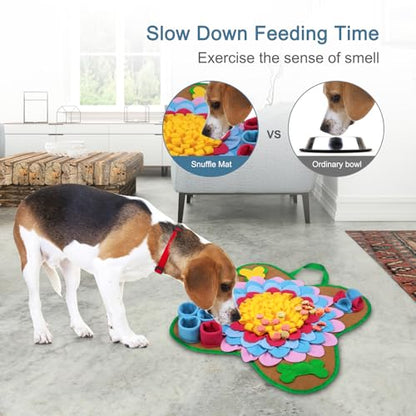 Snuffle Mat for Dogs, 20''*20'' Interactive Foraging Puzzle Blanket, Dog Feeding Mat with Non-Slip Bottom, Foldable Pet Snuffle Mat for Sniffing, Slow Feeding and Stress Release