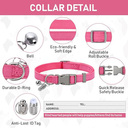 Small Pet Harness Collar and Leash Set, Step in No Chock No Pull Linen Fabric Soft Mesh Dog Vest Harnesses Reflective for Dogs Puppy Cats Kitten Rabbit (Pink, S) - color: Pink, size: Small
