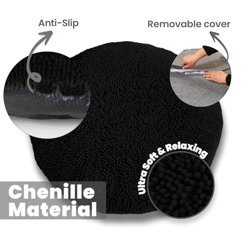 Muddy Mat®Cloud K-9 Bed for Dogs & Cats, Soft & Relaxing Donut Dog Bed, Chenille Material, Removable Cover, Washable & Dryer Safe–Black Medium(35'x35') - color: Black, size: Medium (35''X35'')
