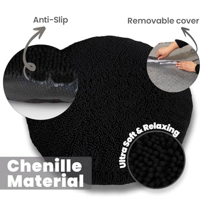 Muddy Mat®Cloud K-9 Bed for Dogs & Cats, Soft & Relaxing Donut Dog Bed, Chenille Material, Removable Cover, Washable & Dryer Safe–Black Medium(35'x35') - color: Black, size: Medium (35''X35'')