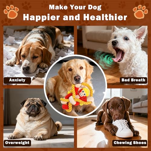 Squeaky Dog Toys: Large Dog Chew Toy- Interactive Tough Tug of War Toy with Rope for Small/Meduim/Large Breeds - Puppy Toy for Teething Training - color: Bright Red