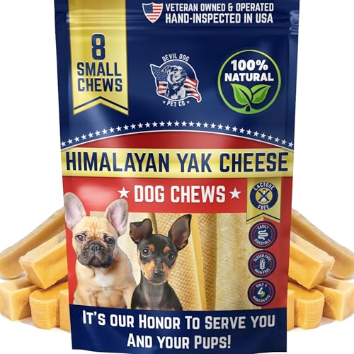 Devil Dog Pet Co. Himalayan Yak Cheese Dog Chews for Small to Medium Breeds & Aggressive Chewers - Long Lasting, Rawhide Free, High Protein - Cleaner Teeth, Anxiety & Boredom Relief - 8 Pack - style: Small - 8 Pack