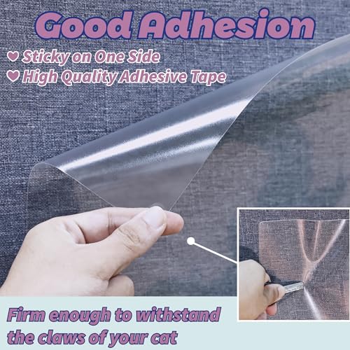 Anti-Cat Scratch Furniture Protector-12-Pack –Single-Sided, Heavy-Duty Self-Adhesive Tape, No-Residue for Couch, Doors & Walls - NO PINS - size: 12P NO Pins