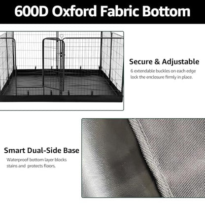 PJYuCien Dog Playpen Plus Storage Bag, 24" H 8 Panels Puppy Pen with Square Bottom, Heavy Duty Dog Fence for Puppies/Small Dogs - style: 8-Panels 24.0"W
