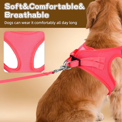 Pet Harness No Pull for Dogs and Cats, Breathable Mesh Vest with Hook & Loop Fastener, Snap Buckle and Double D-Rings, 0.55FIT Secure Fit, Pink, XS - color: Pink, size: XS