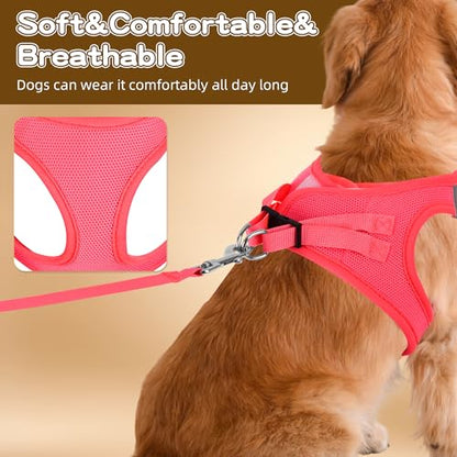 Pet Harness No Pull for Dogs and Cats, Breathable Mesh Vest with Hook & Loop Fastener, Snap Buckle and Double D-Rings, 0.55FIT Secure Fit, Pink, XS - color: Pink, size: XS