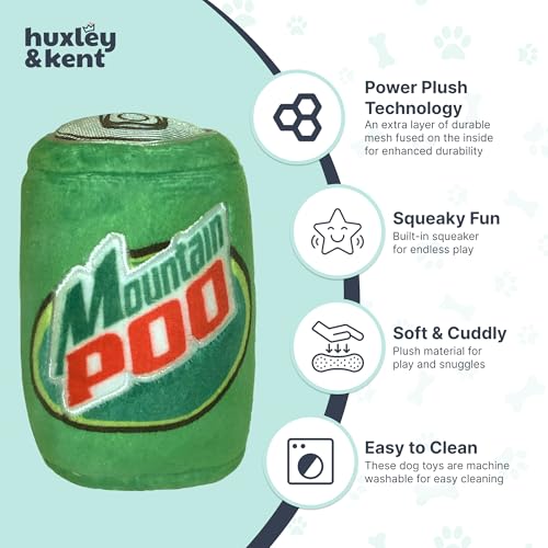 Huxley & Kent Funny Dog Toy w/Squeaker – Power Plush Squeaky Dog Toys for Small, Medium & Large Dogs – Soft Stuffed Animal for Indoor Play & Fetch - Mountain Poo, Small - size: Small, style: Mountain Poo