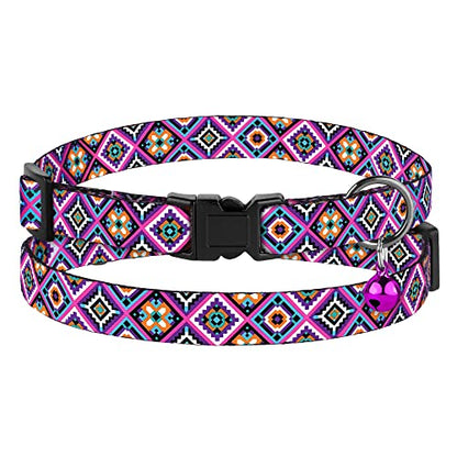 2 Pack Cat Collars with Bell - Breakaway Soft Collar for Girl & Boy Cats, Adjustable Safety Cute Kitten Collars – Comfortable Stylish Patterned Print Design Lightweight (Aztec + Serape) - color: Aztec + Serape