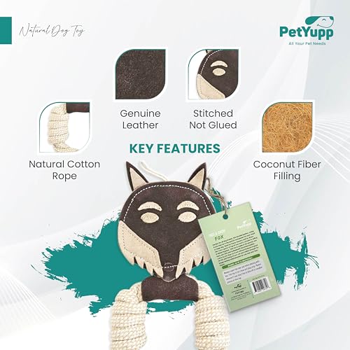 Cotton Rope Ring Dog Chew Toy for Small Dogs & Puppies - Durable Leather Dog Toy for Light Chewers - Natural & Perfect Puppy Toy for Chewing Exercise & Dental Health (Fox) - style: Cotton Rope Ring - Fox