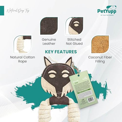 Cotton Rope Ring Dog Chew Toy for Small Dogs & Puppies - Durable Leather Dog Toy for Light Chewers - Natural & Perfect Puppy Toy for Chewing Exercise & Dental Health (Fox) - style: Cotton Rope Ring - Fox