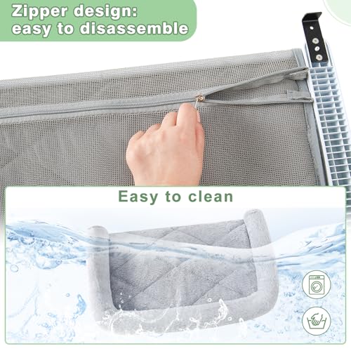 Cat Window Perch Hammock Sturdy Windowsill Bed Seat for Large Cats No Drilling No Suction Adjustable Kitty Shelf with Washable Cover Easy Assembly Holds up to 40 lbs 22.05 * 15 in (Grey, S) - color: Grey, size: 22.05x15in