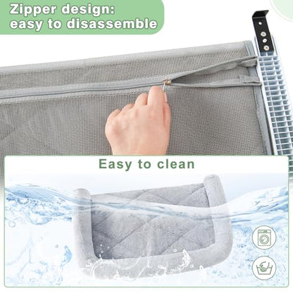 Cat Window Perch Hammock Sturdy Windowsill Bed Seat for Large Cats No Drilling No Suction Adjustable Kitty Shelf with Washable Cover Easy Assembly Holds up to 40 lbs 22.05 * 15 in (Grey, S) - color: Grey, size: 22.05x15in