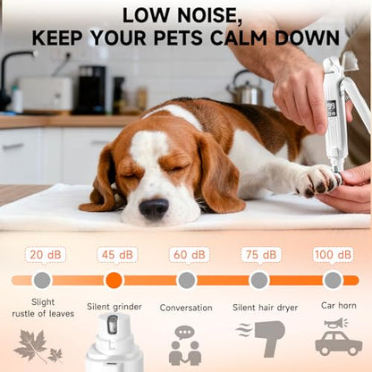 2 in 1 Dog Nail Clippers an Nail Grinder Pet Trimmers for Dogs Cats Claw Nail Care Tool USB Rechargeable Dogs Nail Trimmer with LED Lights and Storage Bag Low Noise Pet Electric Grinder