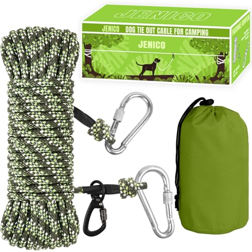 Dog Tie Out Cable for Camping - 70ft Dog Runner for Yard - Portable Trolley System for Large Small Dogs Outside - color: Olive, size: 70FT