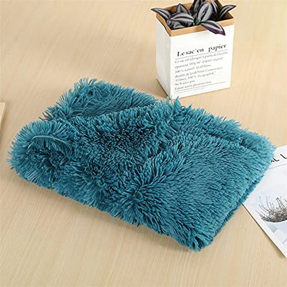 Pet Faux Fur Calming Blanket Soft Dog Cat Protector with Two-Side Fur, Thick Shaggy Bed Throws Pet Blankets Soft Fuzzy Microfibe Cat Throw Bed Couch Washable 22"x14" Inch Cyan - color: Cyan, size: 22"x14" Inch