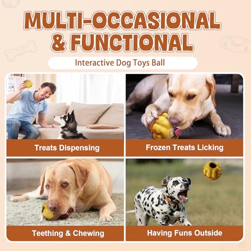 Dog Frozen Treats Toy, Cognitive Dogs Brain Stimulation Puzzle Toys for Aggressive Chewers, Interactive Dispensing Toy Enrichment Keep Them Busy No-Boredom, Tough Nylon&Coffe Wood Fillable Dog Feeder - color: Coffe Wood