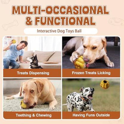 Dog Frozen Treats Toy, Cognitive Dogs Brain Stimulation Puzzle Toys for Aggressive Chewers, Interactive Dispensing Toy Enrichment Keep Them Busy No-Boredom, Tough Nylon&Coffe Wood Fillable Dog Feeder - color: Coffe Wood
