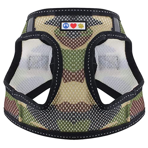 Pawtitas Reflective Mesh Puppy Dog Harness for Extra Extra Small Dogs – Adjustable | No Pull | Fits Neck 8 in Chest 12 in | XXS | Green Camouflage - color: Green Camouflage, size: 2 Extra Small