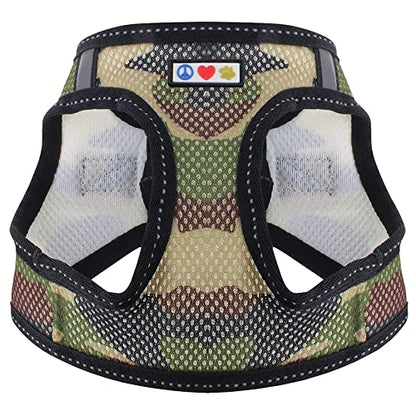 Pawtitas Reflective Mesh Puppy Dog Harness for Extra Extra Small Dogs – Adjustable | No Pull | Fits Neck 8 in Chest 12 in | XXS | Green Camouflage - color: Green Camouflage, size: 2 Extra Small