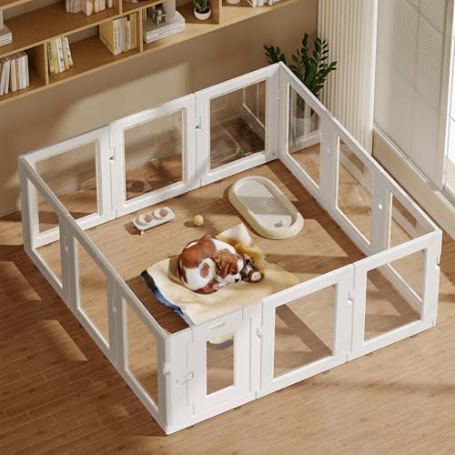 Clear Acrylic Dog Playpen 2 PCS, 2 Panels, Includes 1 Gate & 1 Panel, White - color: White, style: 2 Panels - 24 In
