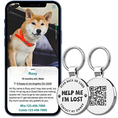 QR Code Pet ID | Personalized Dog & Cat Collar Tag | Online Profile with Instant Scanned Location Alert Email - style: Help Me I'm Lost