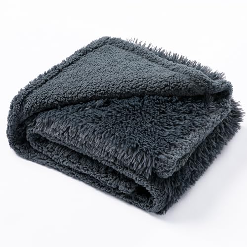 Waterproof Dog Blanket Pet Throw Blankets Fluffy Long Faux Fur Reversible Puppy Blankets 40x28in Furniture Protector Cover for Sofa Bed Couch Bed Cover Washable for Dogs Cats (Grey S) - color: Grey, size: S-40*28in(100*70cm)